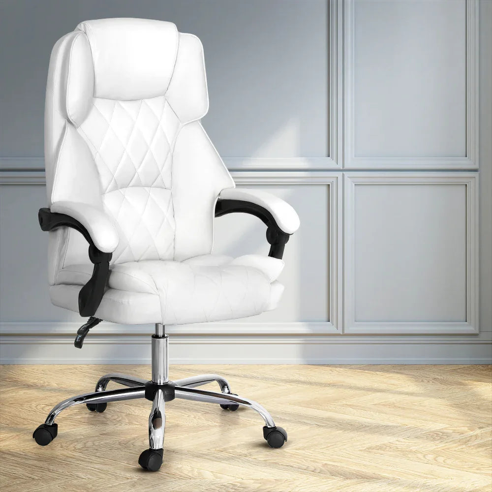Artiss Executive Office Chair Leather Recliner White - Mekamart Australia