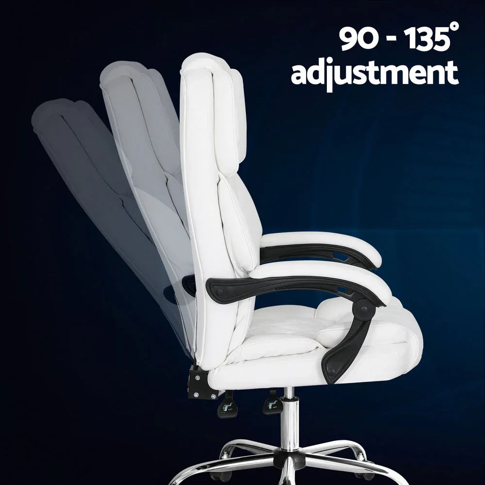 Artiss Executive Office Chair Leather Recliner White - Mekamart Australia