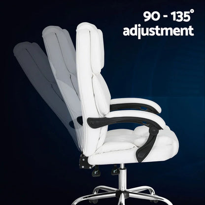 Artiss Executive Office Chair Leather Recliner White - Mekamart Australia