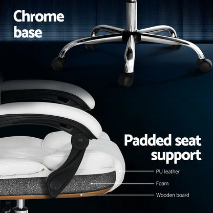 Artiss Executive Office Chair Leather Recliner White - Mekamart Australia