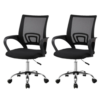 Artiss 2x Mesh Office Chair Mid Back Black