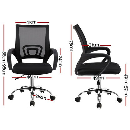 Artiss 2x Mesh Office Chair Mid Back Black