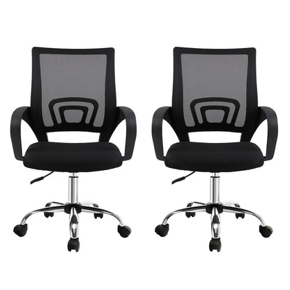 Artiss 2x Mesh Office Chair Mid Back Black