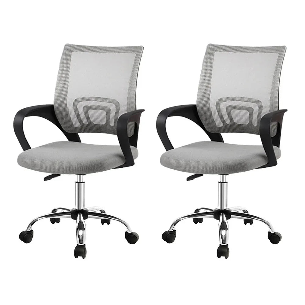 Artiss 2x Mesh Office Chair Mid Back Grey