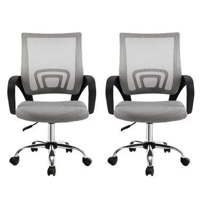 Artiss 2x Mesh Office Chair Mid Back Grey