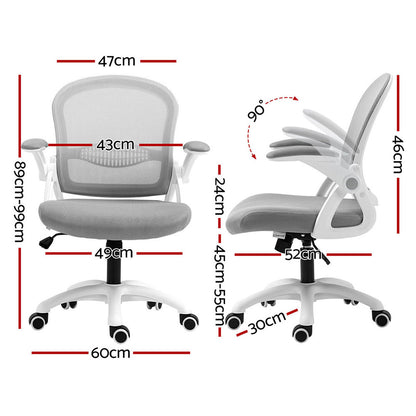 Artiss 2x Mesh Office Chair Computer Gaming Desk Chairs Work Study Mid Back Grey