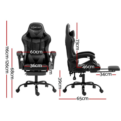 Artiss Gaming Office Chair Executive Computer Leather Chairs Footrest Grey - Mekamart Australia