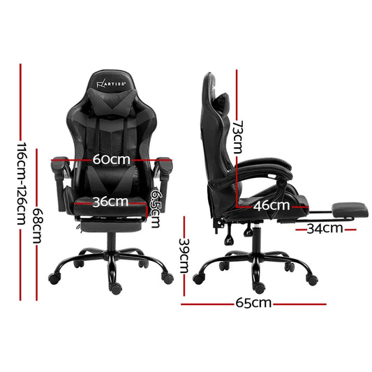 Artiss Gaming Office Chair Executive Computer Leather Chairs Footrest Grey - Mekamart Australia