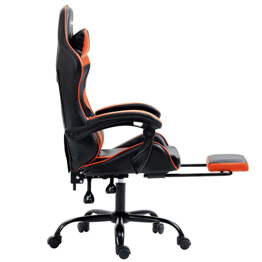 Artiss Gaming Office Chair Executive Computer Leather Chairs Footrest Orange - Mekamart Australia
