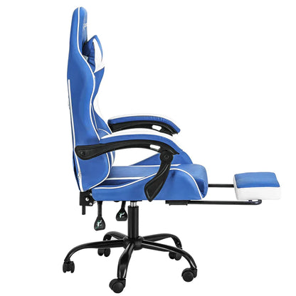 Artiss Gaming Office Chair Executive Computer Leather Chairs Footrest Blue White - Mekamart Australia
