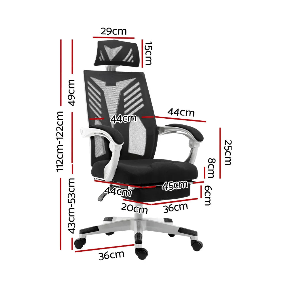 Artiss Mesh Office Chair Recliner Black White - Mekamart Australia