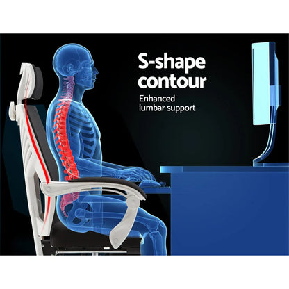 Artiss Mesh Office Chair Recliner Black White - Mekamart Australia