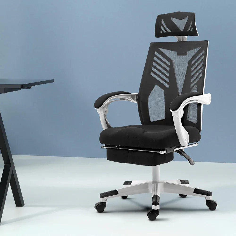 Artiss Mesh Office Chair Recliner Black White - Mekamart Australia