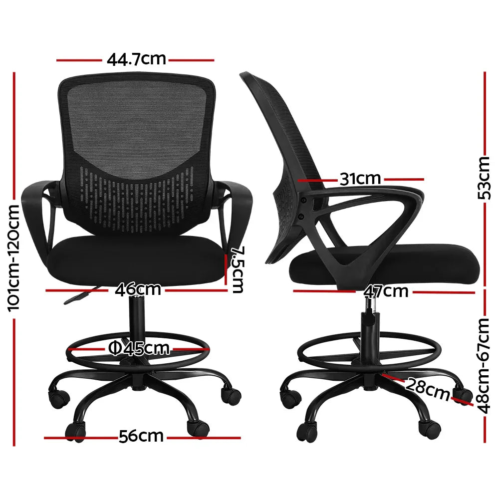 Artiss Office Chair Drafting Stool Computer Standing Desk Mesh Chairs Black - Mekamart Australia