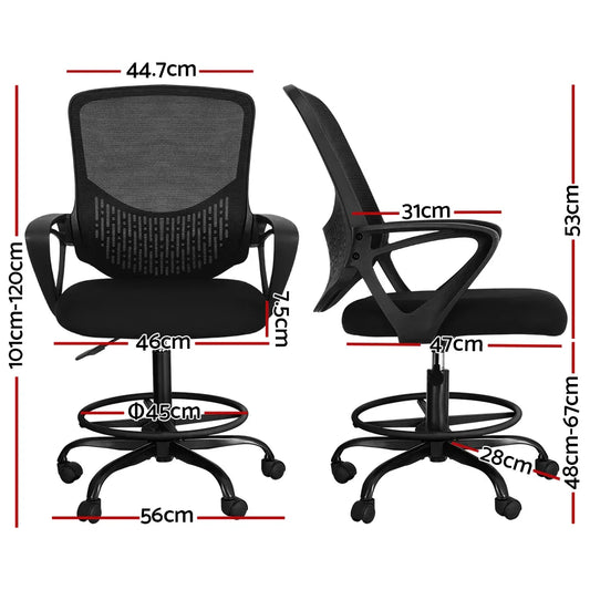 Artiss Office Chair Drafting Stool Computer Standing Desk Mesh Chairs Black - Mekamart Australia