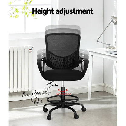 Artiss Office Chair Drafting Stool Computer Standing Desk Mesh Chairs Black - Mekamart Australia