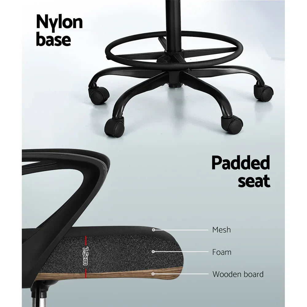 Artiss Office Chair Drafting Stool Computer Standing Desk Mesh Chairs Black - Mekamart Australia