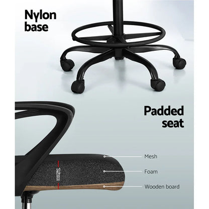 Artiss Office Chair Drafting Stool Computer Standing Desk Mesh Chairs Black - Mekamart Australia