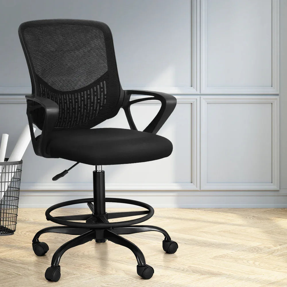 Artiss Office Chair Drafting Stool Computer Standing Desk Mesh Chairs Black - Mekamart Australia