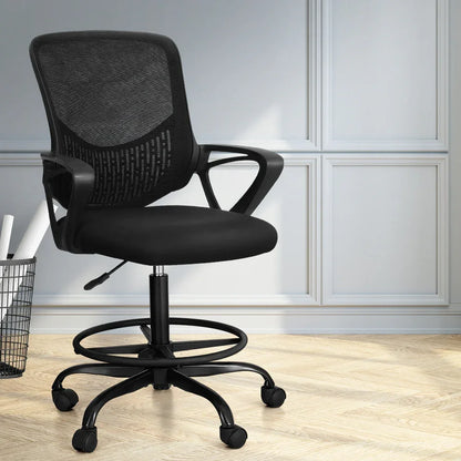 Artiss Office Chair Drafting Stool Computer Standing Desk Mesh Chairs Black - Mekamart Australia