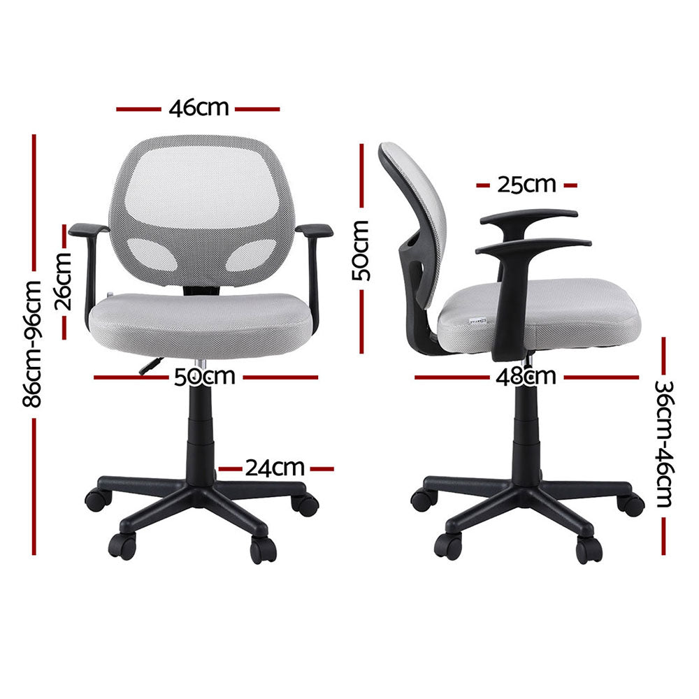 Artiss 2x Mesh Office Chair Computer Gaming Desk Chairs Work Study Mid Back Grey