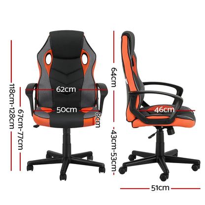Artiss Gaming Office Chair Computer Executive Racing Chairs High Back Orange - Mekamart Australia