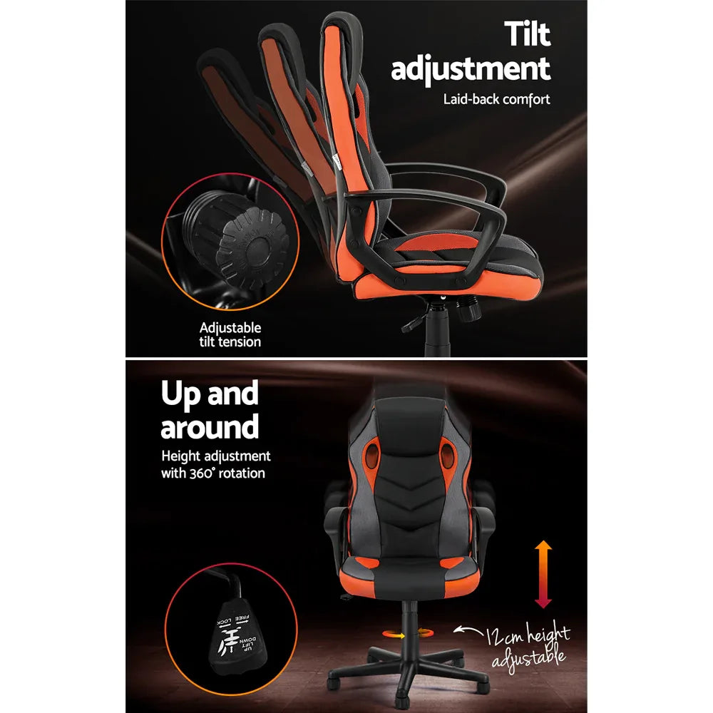 Artiss Gaming Office Chair Computer Executive Racing Chairs High Back Orange - Mekamart Australia