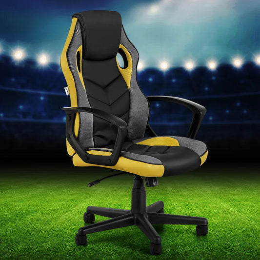 Artiss Gaming Office Chair Computer Executive Racing Chairs High Back Yellow - Mekamart Australia