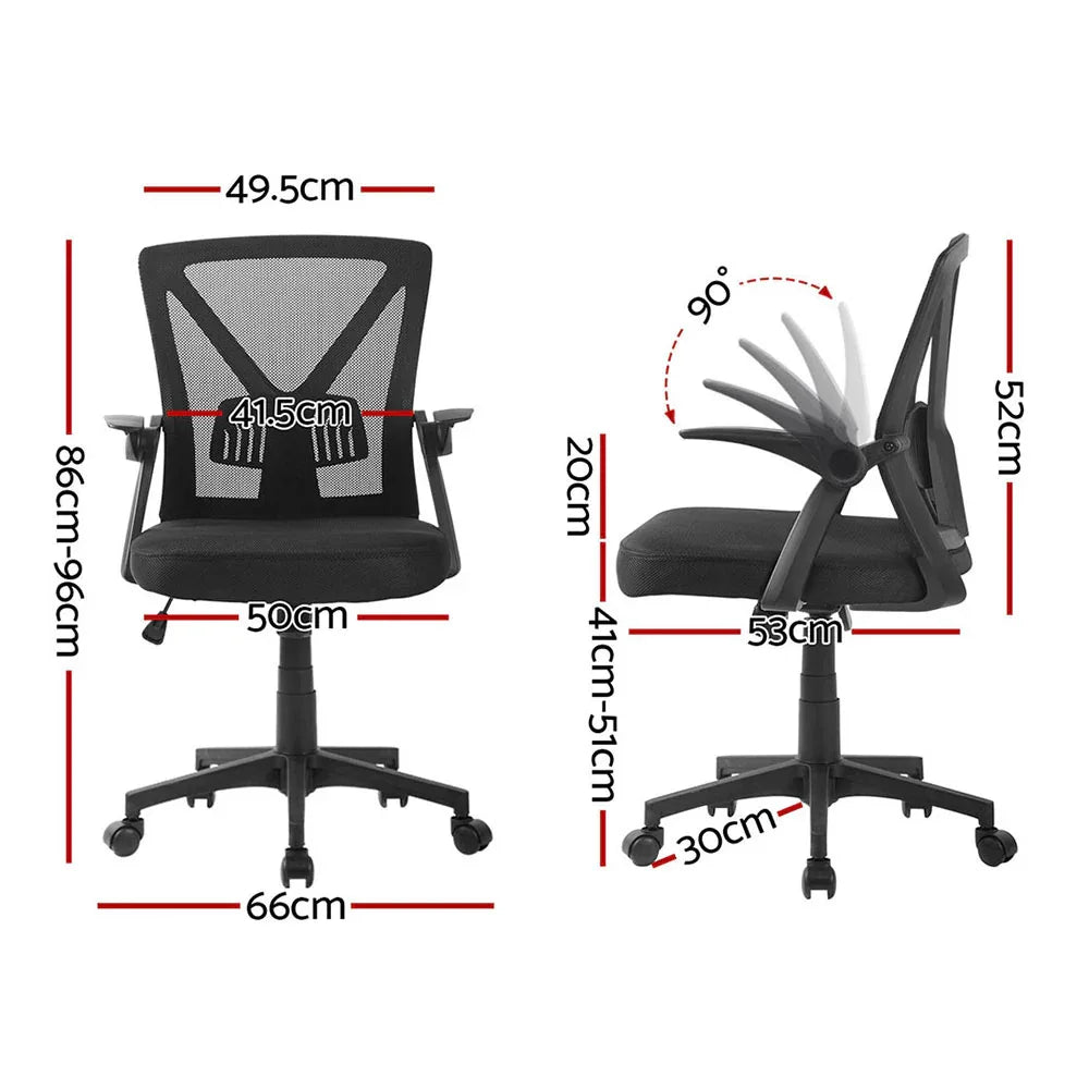 Artiss 2x Mesh Office Chair Mid Back Black