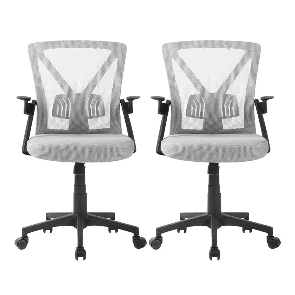 Artiss 2x Mesh Office Chair Mid Back Grey