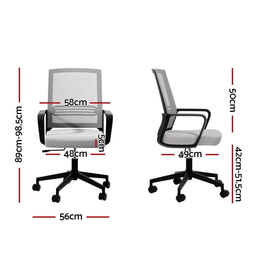 Artiss Mesh Office Chair Computer Gaming Desk Chairs Work Study Mid Back Grey - Mekamart Australia
