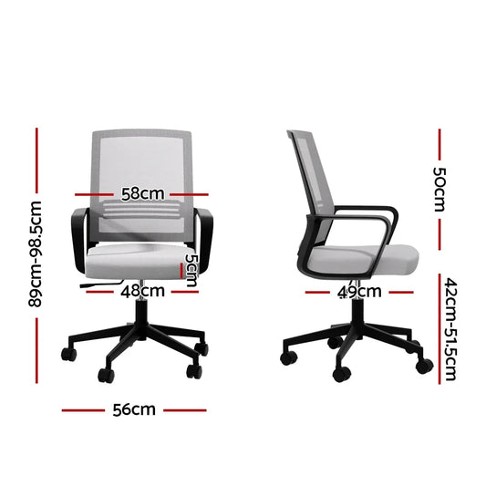 Artiss Mesh Office Chair Computer Gaming Desk Chairs Work Study Mid Back Grey - Mekamart Australia