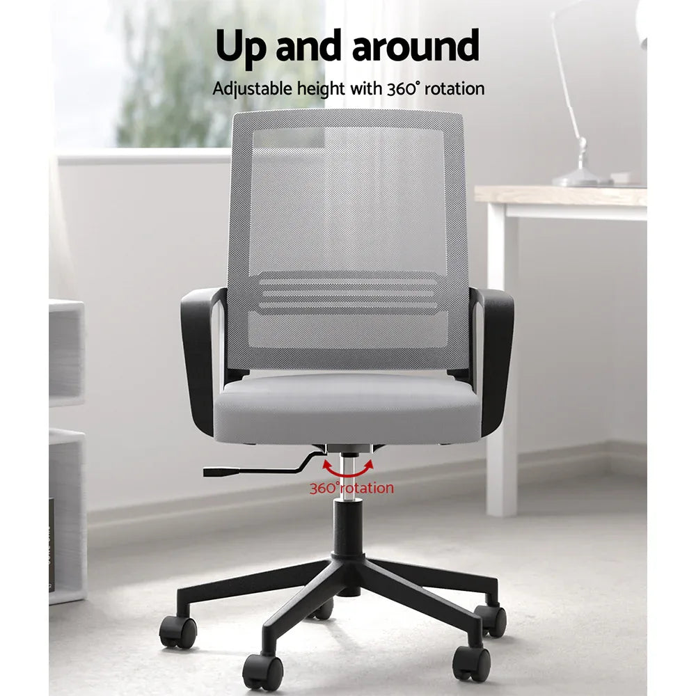Artiss Mesh Office Chair Computer Gaming Desk Chairs Work Study Mid Back Grey - Mekamart Australia