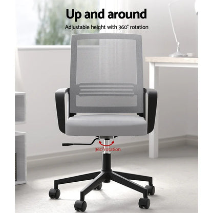Artiss Mesh Office Chair Computer Gaming Desk Chairs Work Study Mid Back Grey - Mekamart Australia