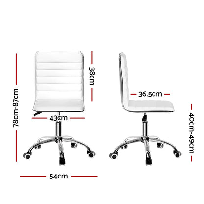 Artiss Office Chair Conference Chairs PU Leather Low Back White - Mekamart Australia