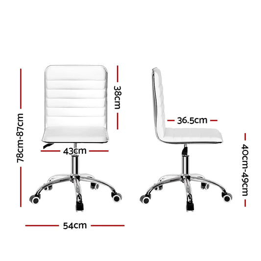 Artiss Office Chair Conference Chairs PU Leather Low Back White - Mekamart Australia