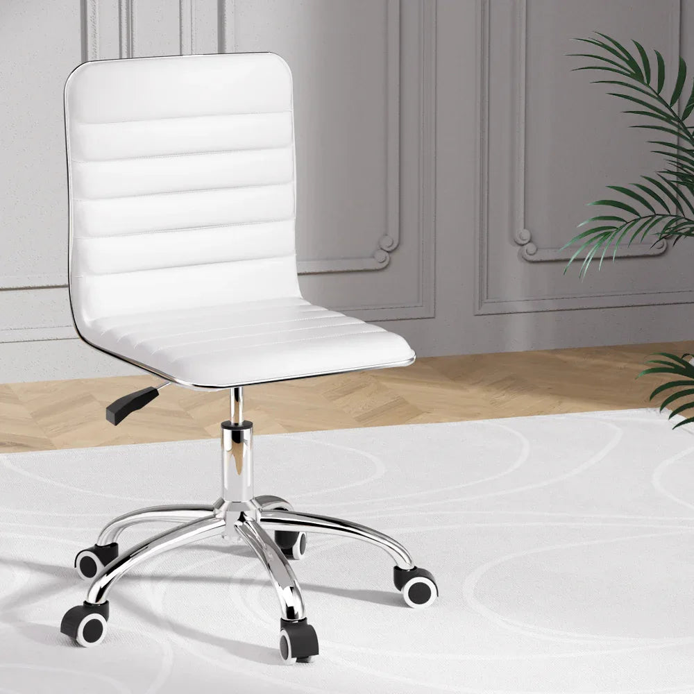 Artiss Office Chair Conference Chairs PU Leather Low Back White - Mekamart Australia