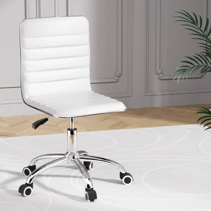 Artiss Office Chair Conference Chairs PU Leather Low Back White - Mekamart Australia