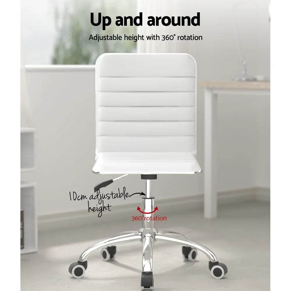 Artiss Office Chair Conference Chairs PU Leather Low Back White - Mekamart Australia