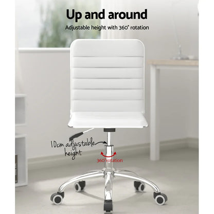 Artiss Office Chair Conference Chairs PU Leather Low Back White - Mekamart Australia