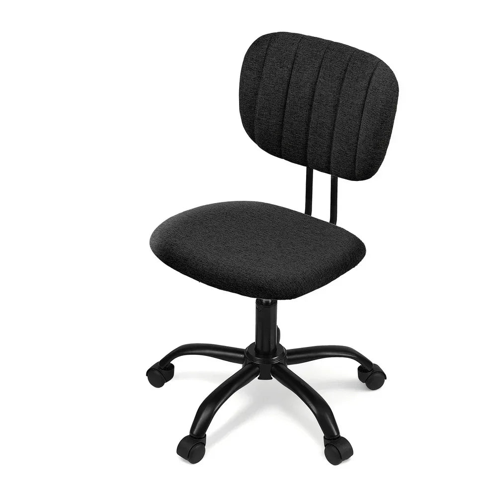 Artiss Armless Office Chair with Wheels, Ergonomic 360° Swivel Home Office Desk Chair, Height Adjustable Computer Task Chair with Fabric Back and Seat for Small Space, Black