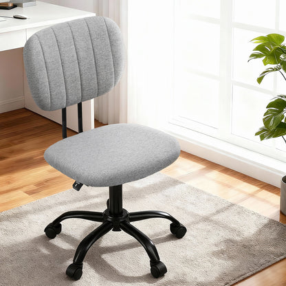 Artiss Armless Office Chair with Wheels, Ergonomic 360° Swivel Home Office Desk Chair, Height Adjustable Computer Task Chair with Fabric Back and Seat for Small Space, Grey
