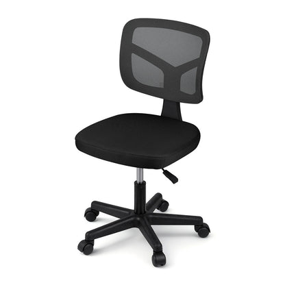 Artiss Armless Office Chair with Wheels, Ergonomic 360° Swivel Home Office Desk Chair, Height Adjustable Computer Task Chair with Fabric Back and Seat for Small Space, Black