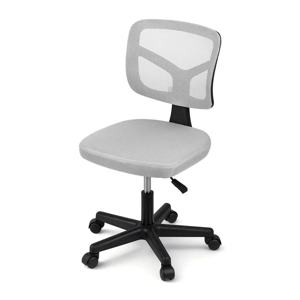 Artiss Armless Office Chair with Wheels, Ergonomic 360° Swivel Home Office Desk Chair, Height Adjustable Computer Task Chair with Fabric Back and Seat for Small Space, Grey