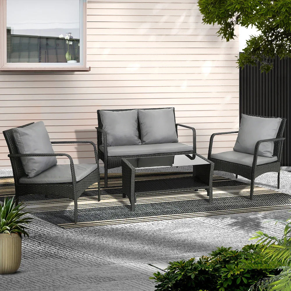 Gardeon Outdoor Sofa Set Lounge Setting Wicker Table and Chairs Garden Patio Furniture - Mekamart Australia