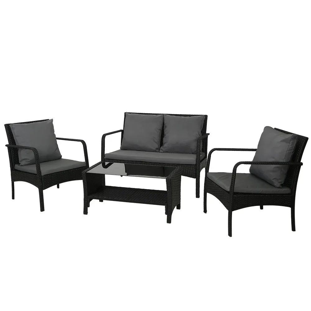 Gardeon Outdoor Sofa Set Lounge Setting Wicker Table and Chairs Garden Patio Furniture - Mekamart Australia