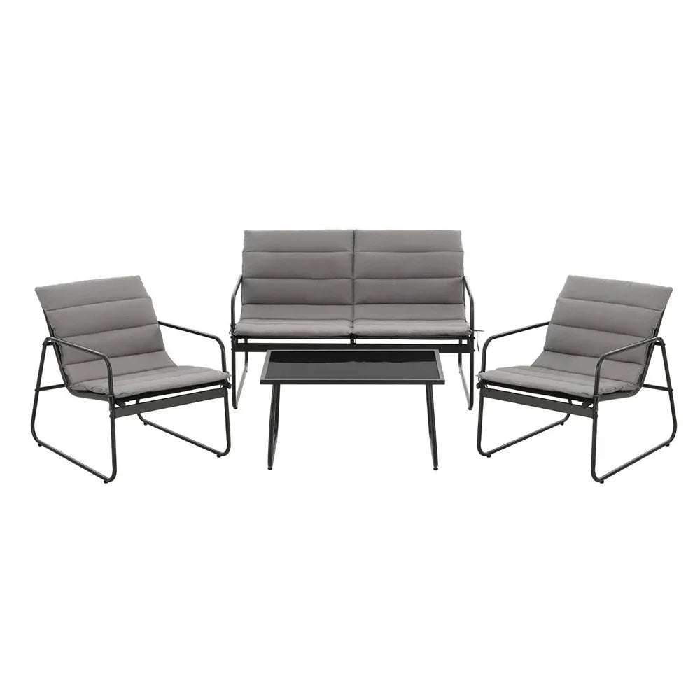 Gardeon 4PCS Outdoor Sofa Set Table and Chairs Cushion textilene Patio Furniture