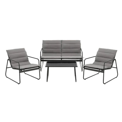 Gardeon 4PCS Outdoor Sofa Set Table and Chairs Cushion textilene Patio Furniture