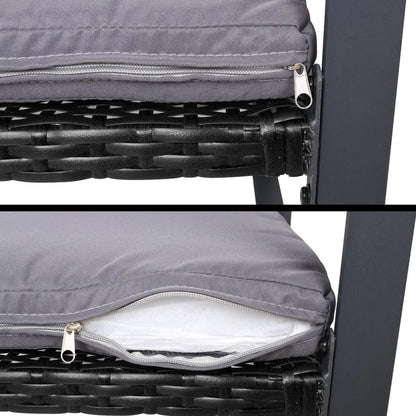 Gardeon 4 PCS Outdoor Sofa Set Rattan Furniture Glass Top Table Chairs Black - Mekamart Australia