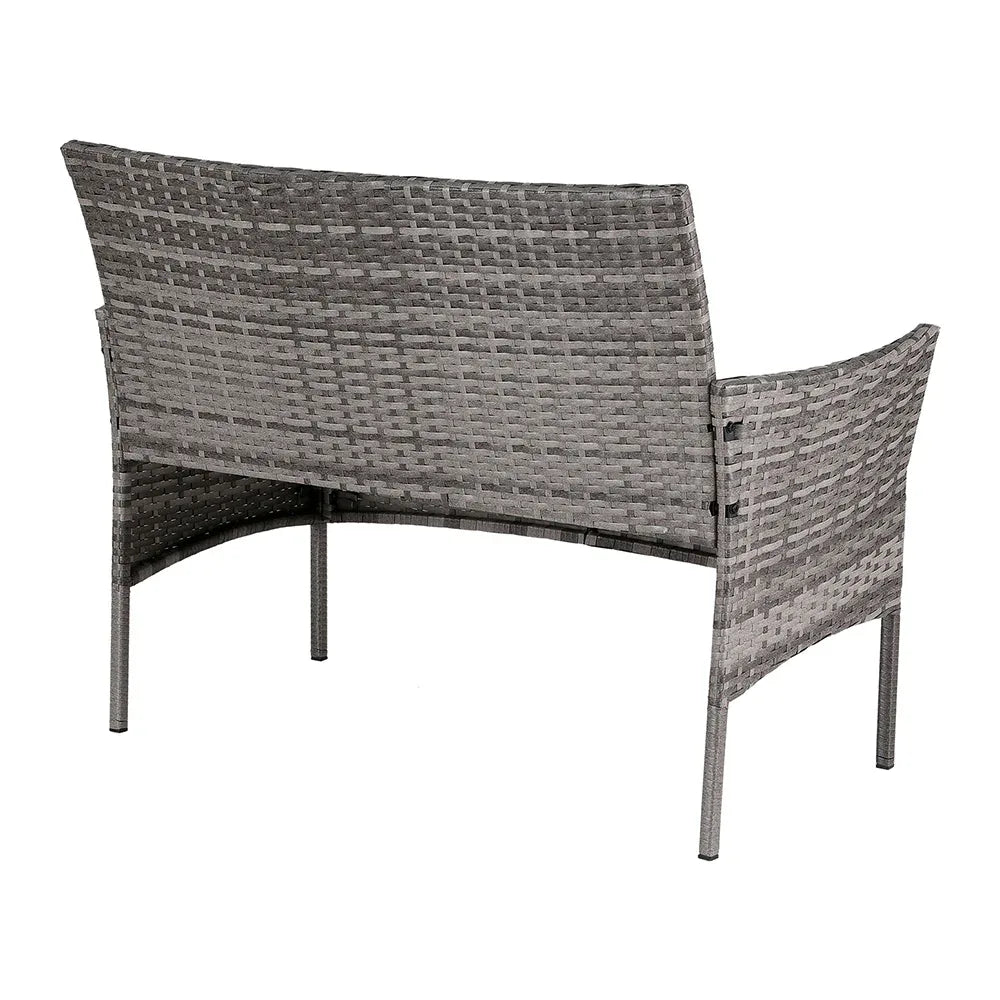 Gardeon 4 Seater Outdoor Sofa Set Wicker Setting Table Chair Furniture Grey - Mekamart Australia